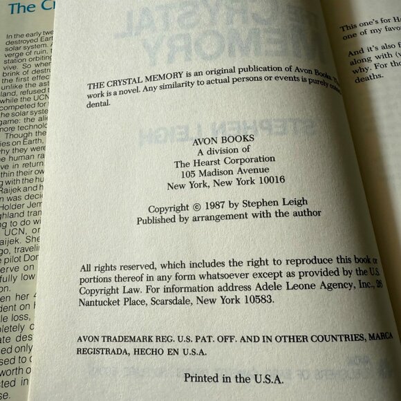 The Crystal Memory by Stephen Leigh Vintage Sci Fi Hardcover - Picture 5 of 5